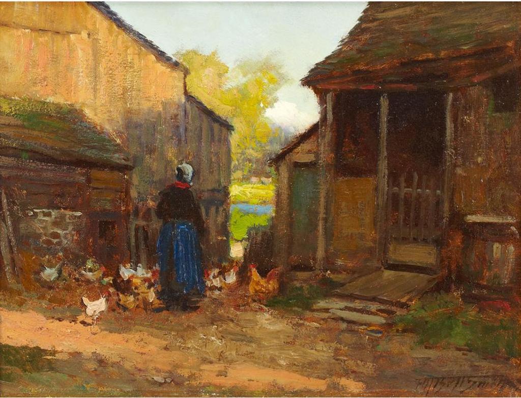 Frederic Martlett Bell-Smith (1846-1923) - Feeding Chickens