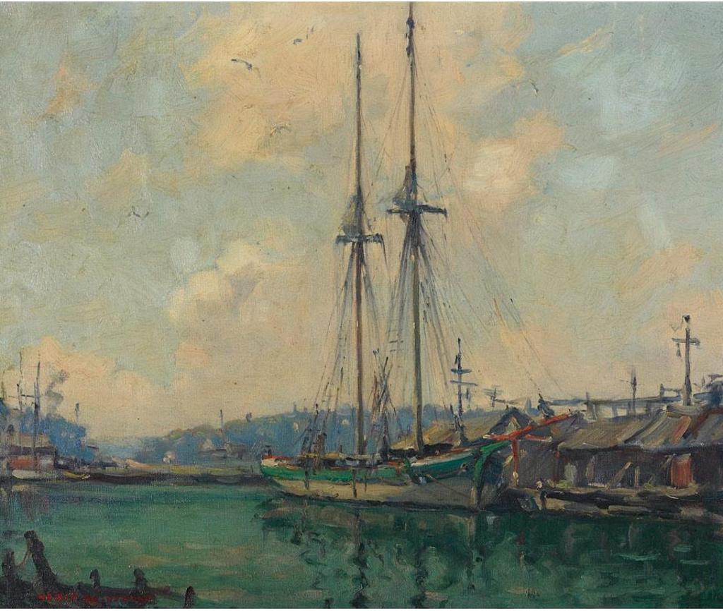 Manly Edward MacDonald (1889-1971) - Harbour Scene With Sailing Vessel