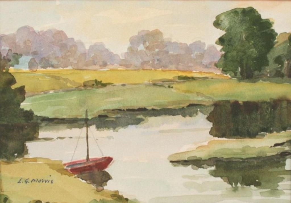 Lincoln Godfrey Morris (1887-1967) - River with small sailboat, no frame,