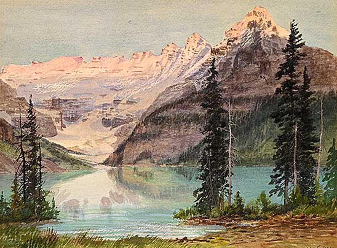 Thomas Mower Martin (1838-1934) - Sunrise on the Mountains at Lake Louise