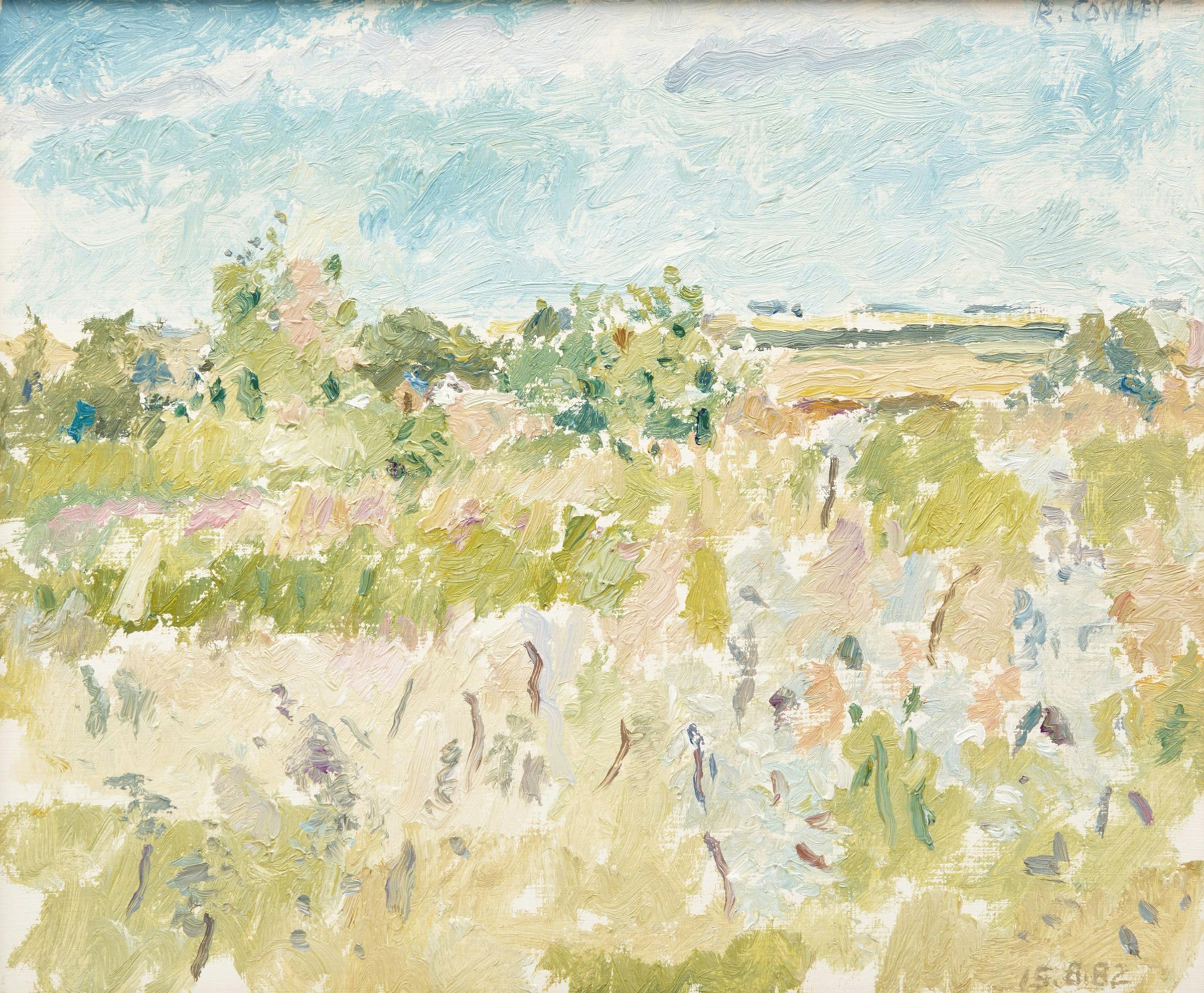 Reta Madeline Cowley (1910-2004) - Friesian Pasture (sic); Bales and Birds
