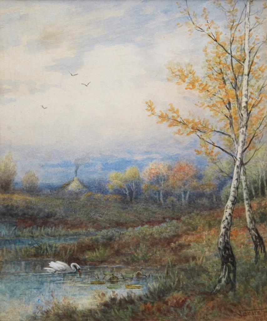 Frederick Arthur Verner (1836-1928) - Landscape with Swans