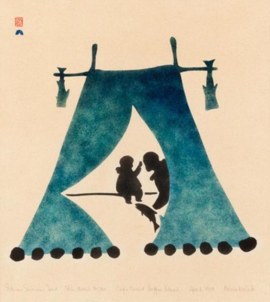Niviaksiak (1908-1959) - Eskimo Summer Tent, 1959 #1, stencil, 30/30, 13 x 11.75 in, 33 x 29.9 cm sight, 20 x 18.5 in, 50.8 x 47 cm framed