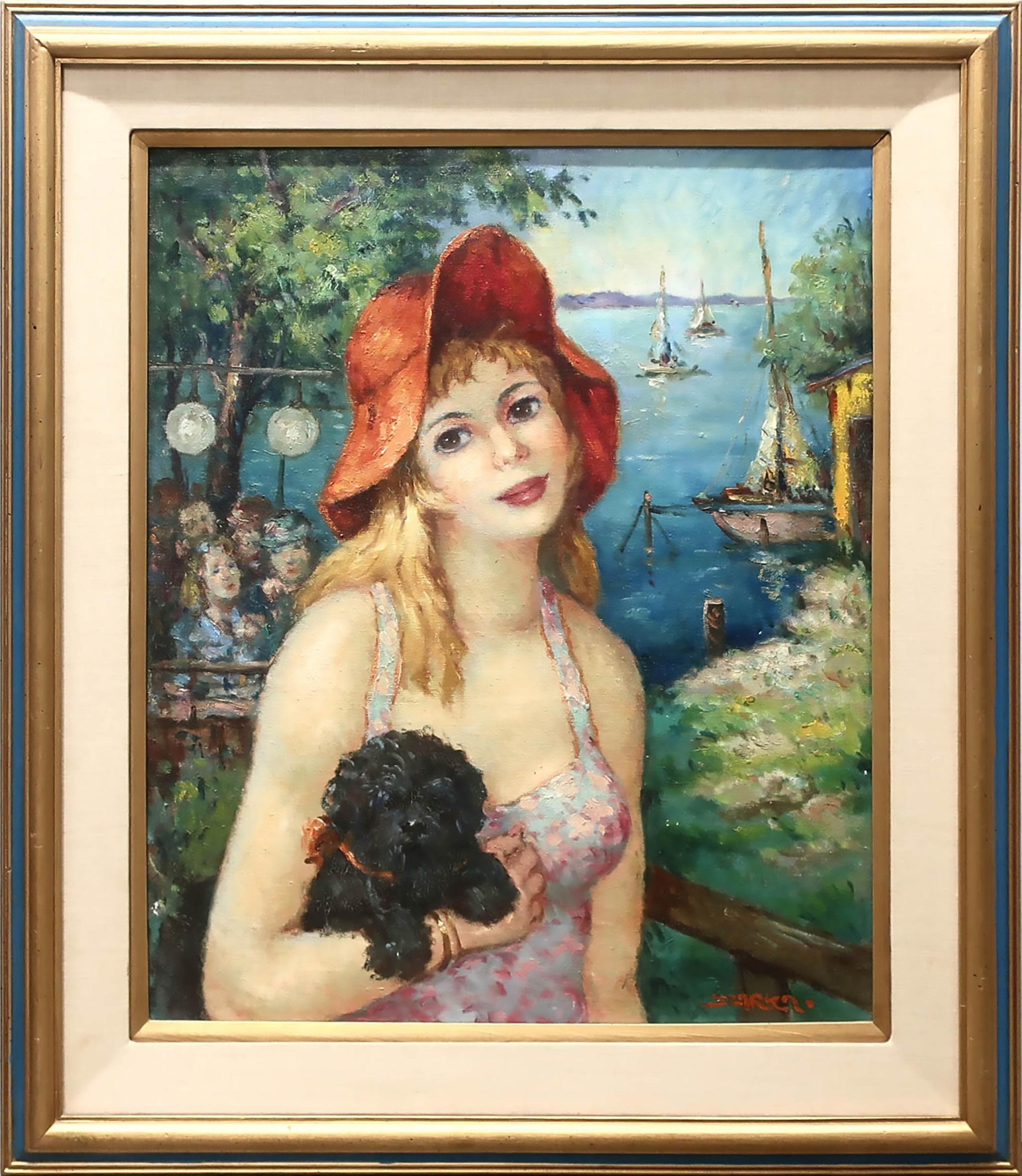 Hajnacka Szarka - Young Woman With Her Pet Dog By The Water