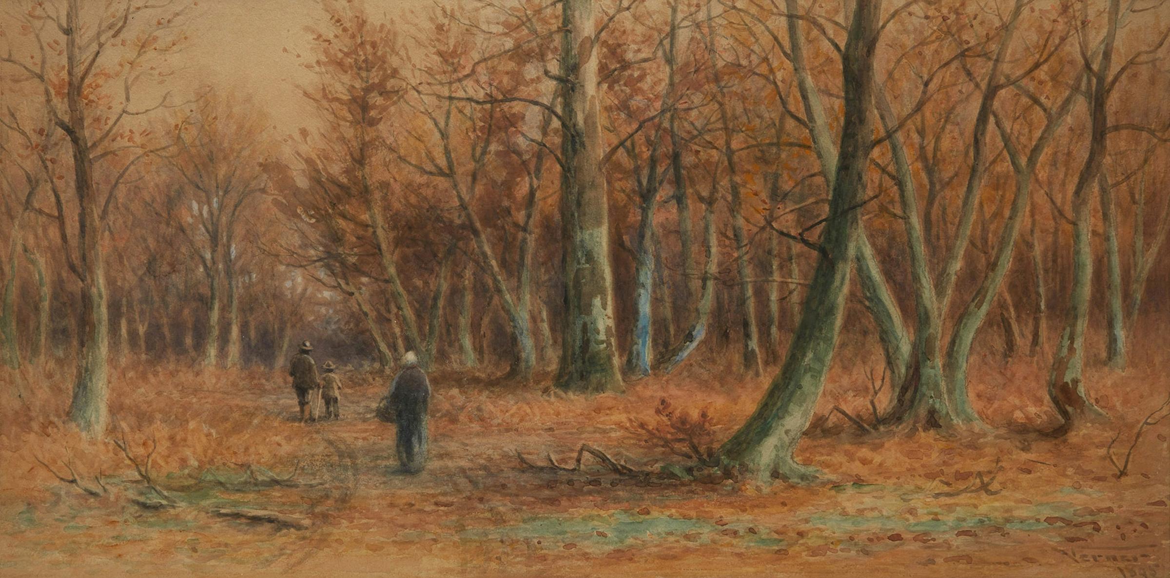 Frederick Arthur Verner (1836-1928) - Figures in an Autumn Woodland