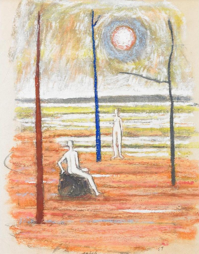 Miller Gore Brittain (1912-1968) - Figures On A Plain With A Blue Sun