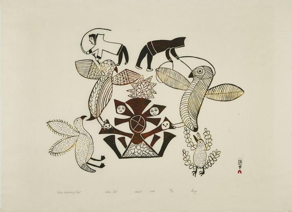 Lucy Qinnuayuak (1915-1982) - Birds Defending Nest