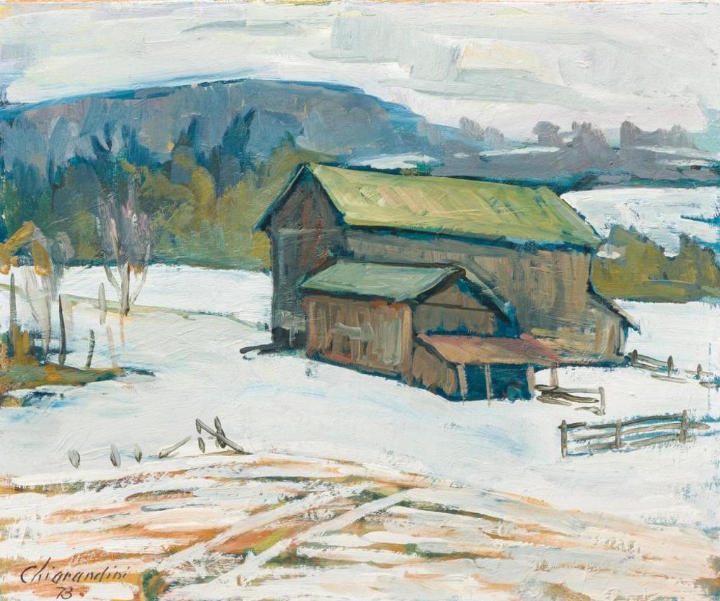 Snowy Barn by artist Albert Chirandini