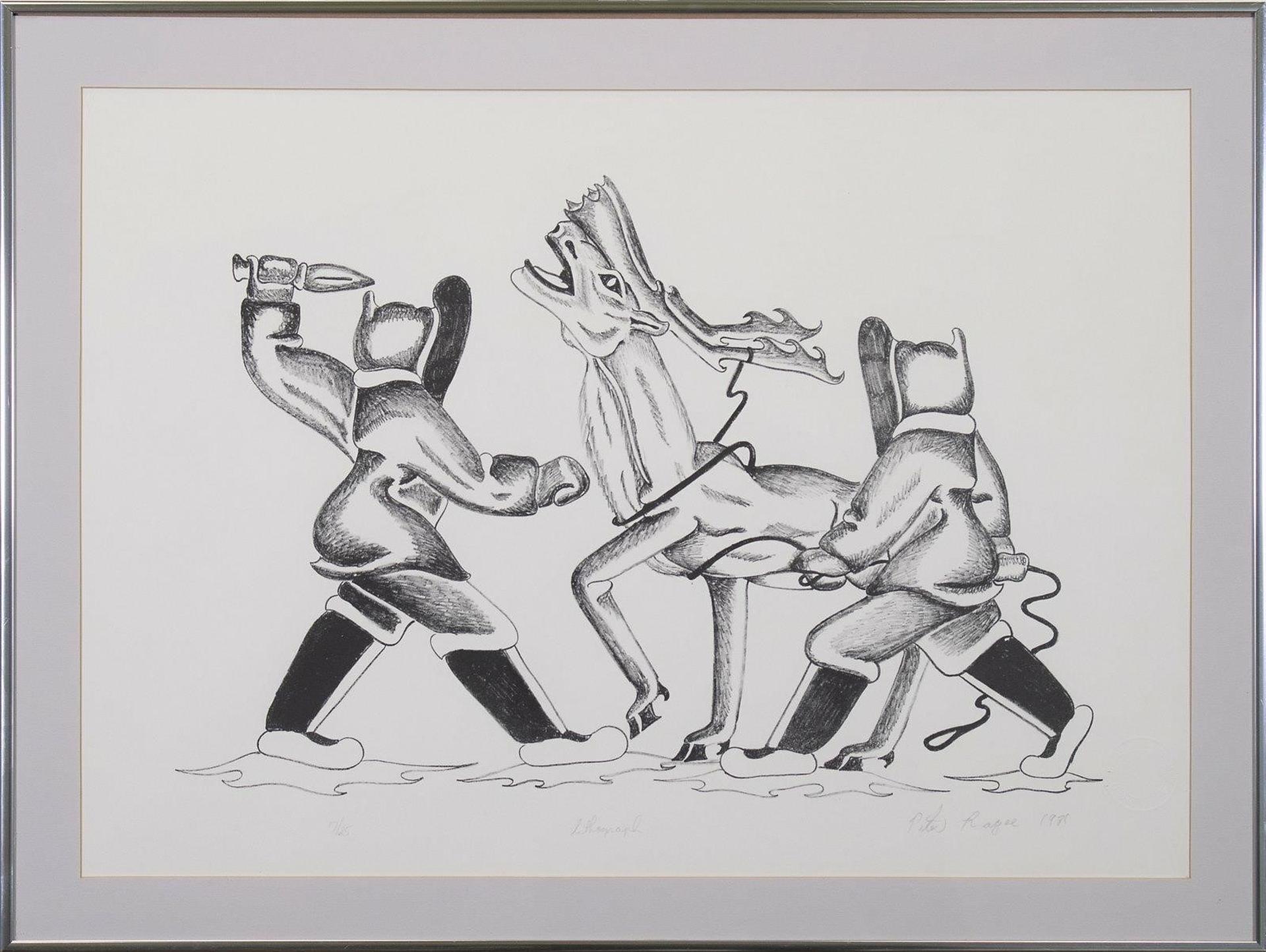Peter Ragee (1955) - Untitled, Caribou Hunt; 1981; ed. #17/25