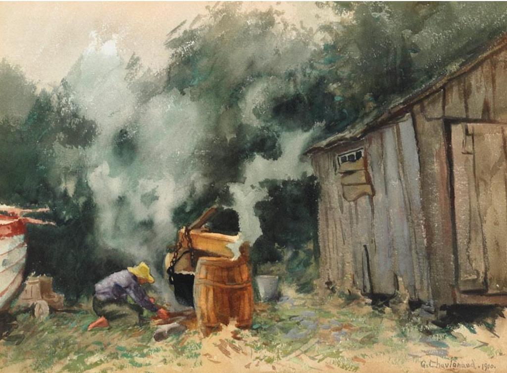 Georges Chavignaud (1865-1944) - Making Tar Near Penetanguishene, Ont.