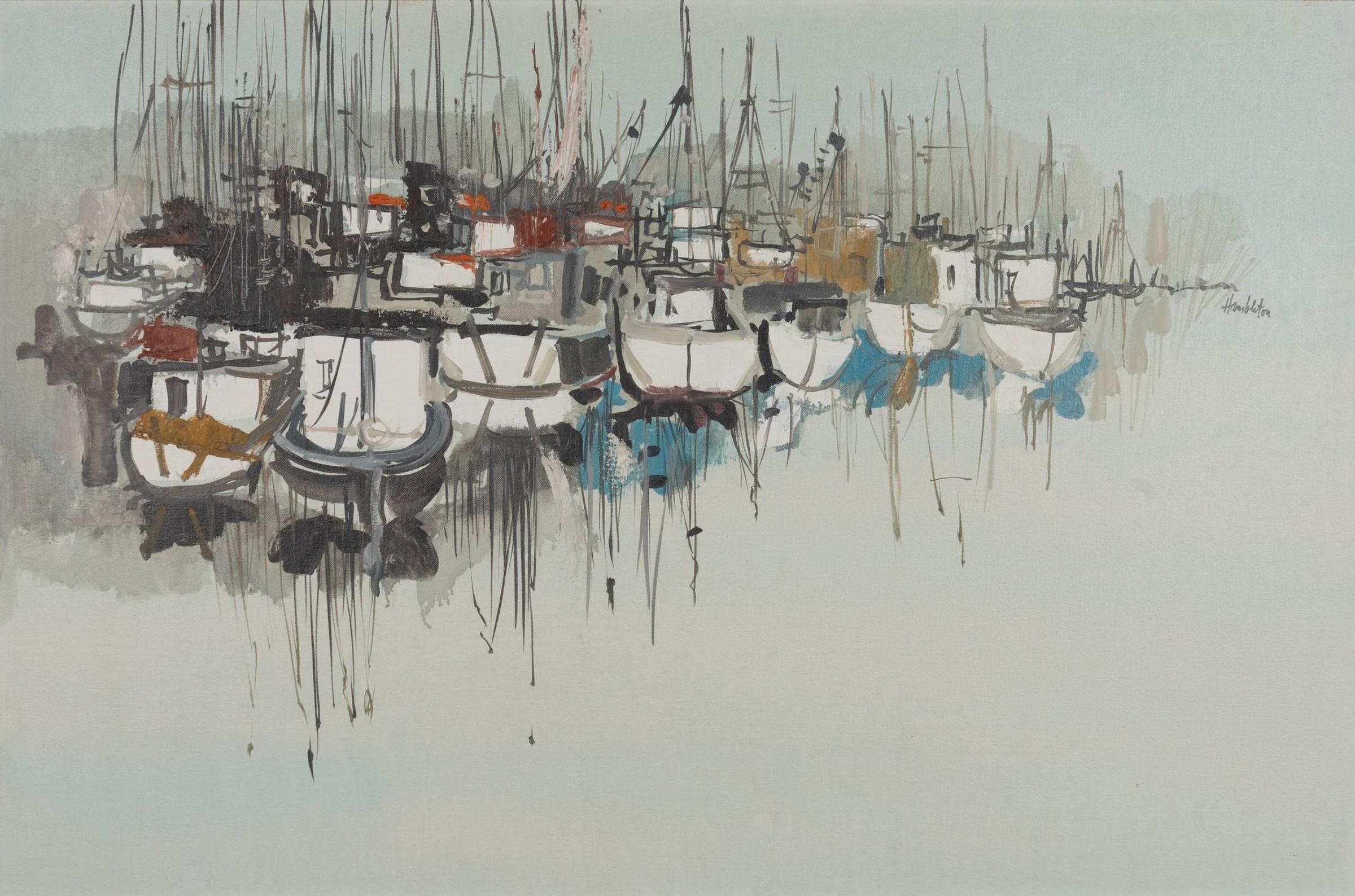 Jack Hambleton (1916-1988) - Fish Boats at Upper Left