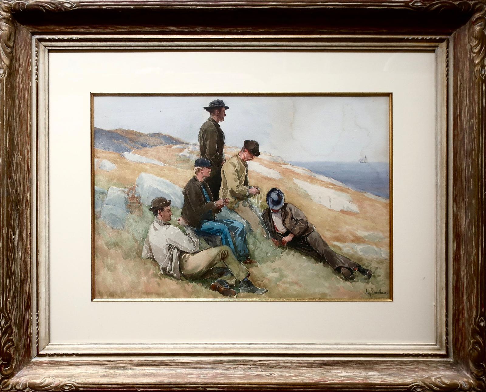Henry John Sandham (1842-1910) - Untitled (Five Men Resting By Sea)