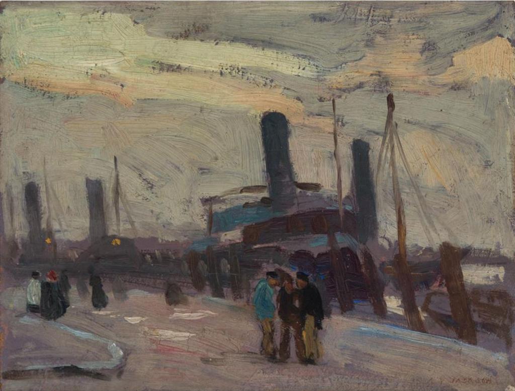Alexander Young (A. Y.) Jackson (1882-1974) - Ships With Figures, Dockside