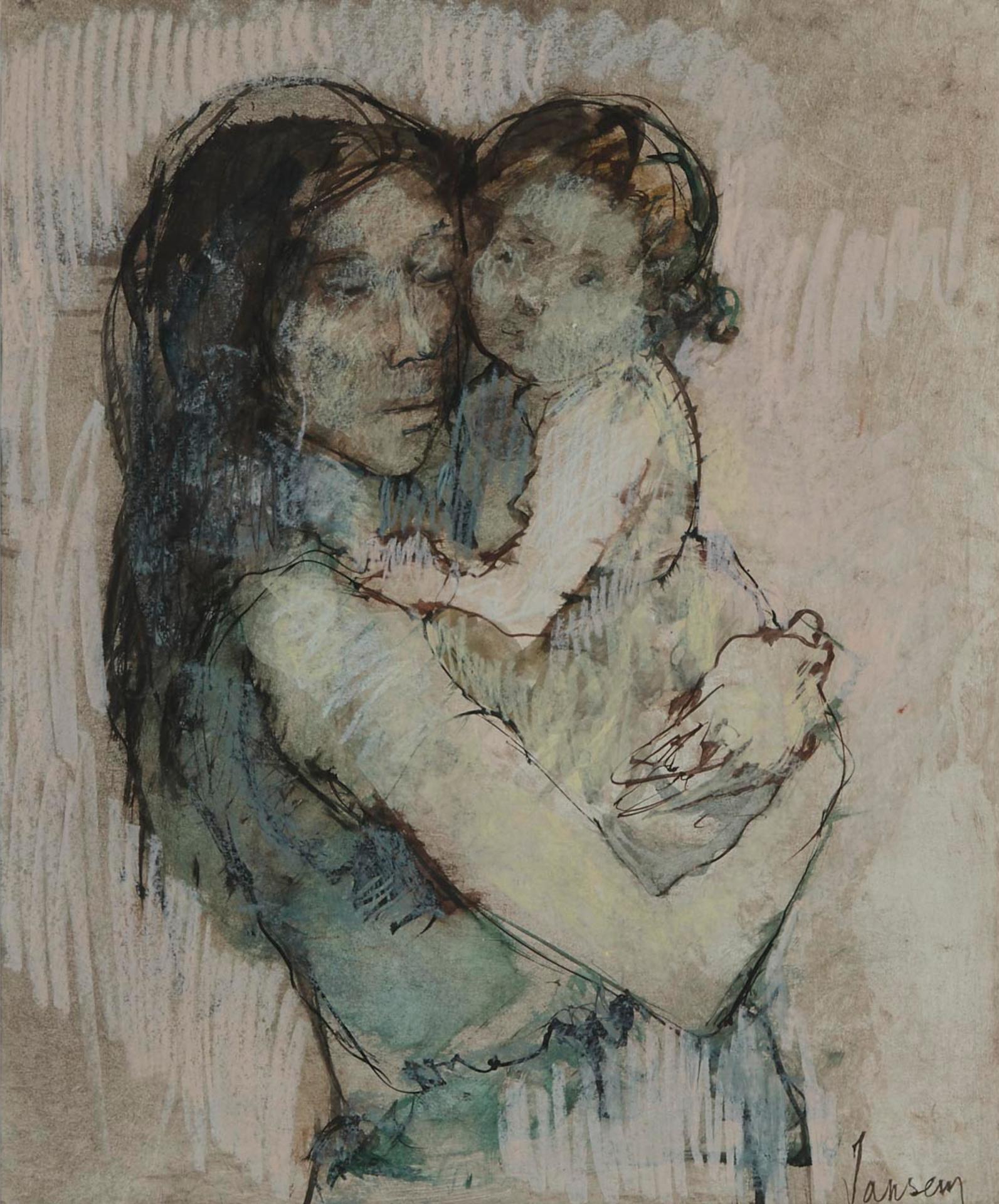 Jean Jansem (1920-2013) - Mother Cradling Her Child