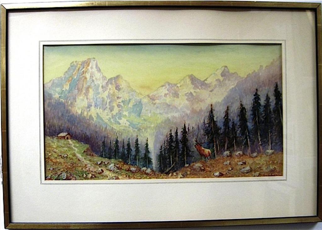 Ernest John Hutchins (1914-1912) - Buck In A Mountainscape
