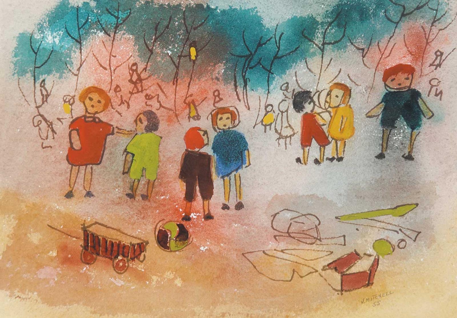 Janet Mitchell (1915-1998) - Untitled - Children Playing