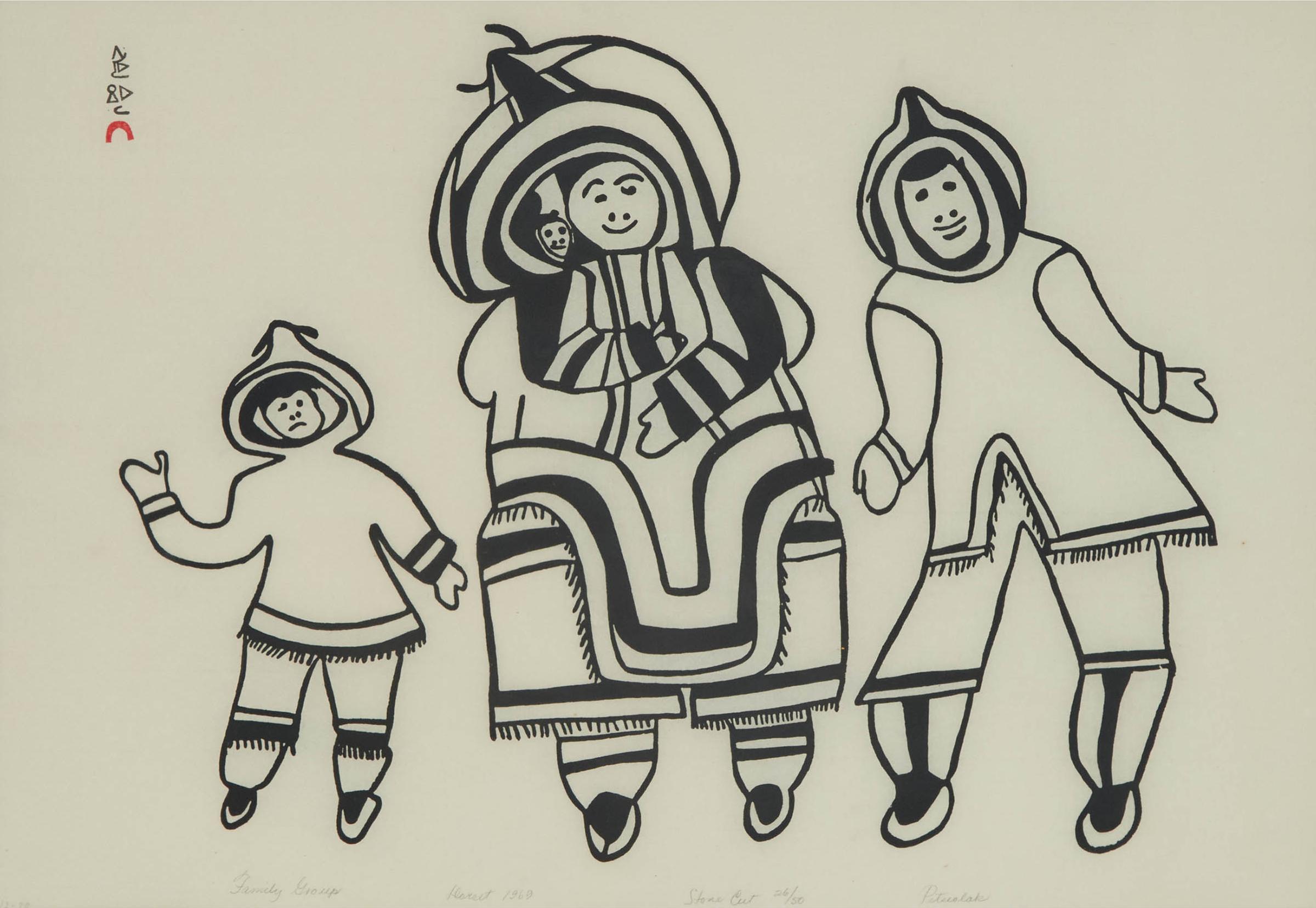 Pitseolak Ashoona Oc - Family Group, 1969