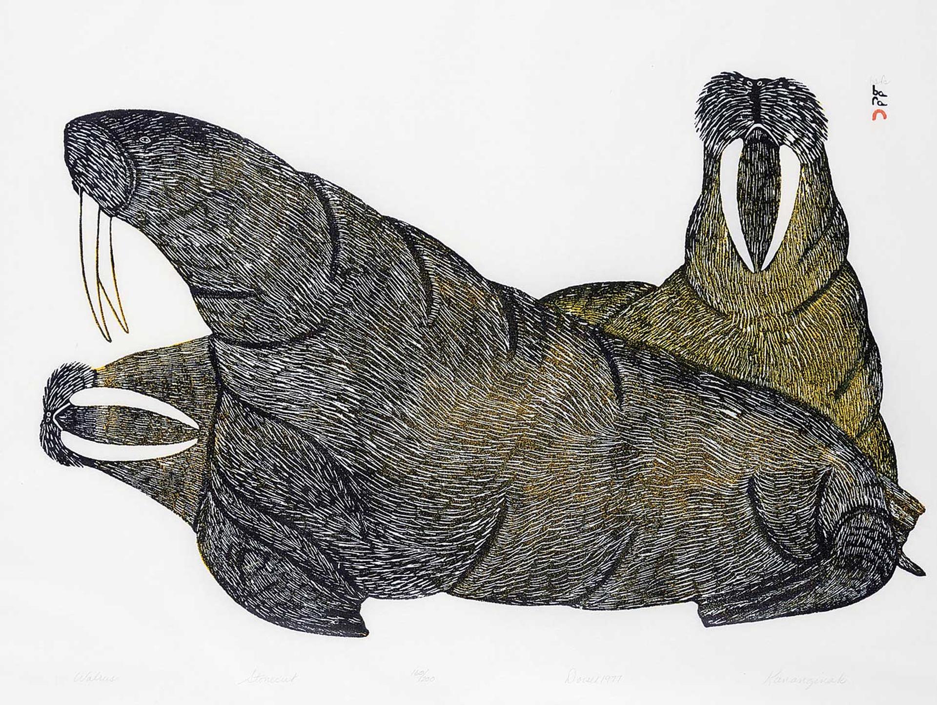 Kananginak Pootoogook (1935-2010) - Walrus  #160/200