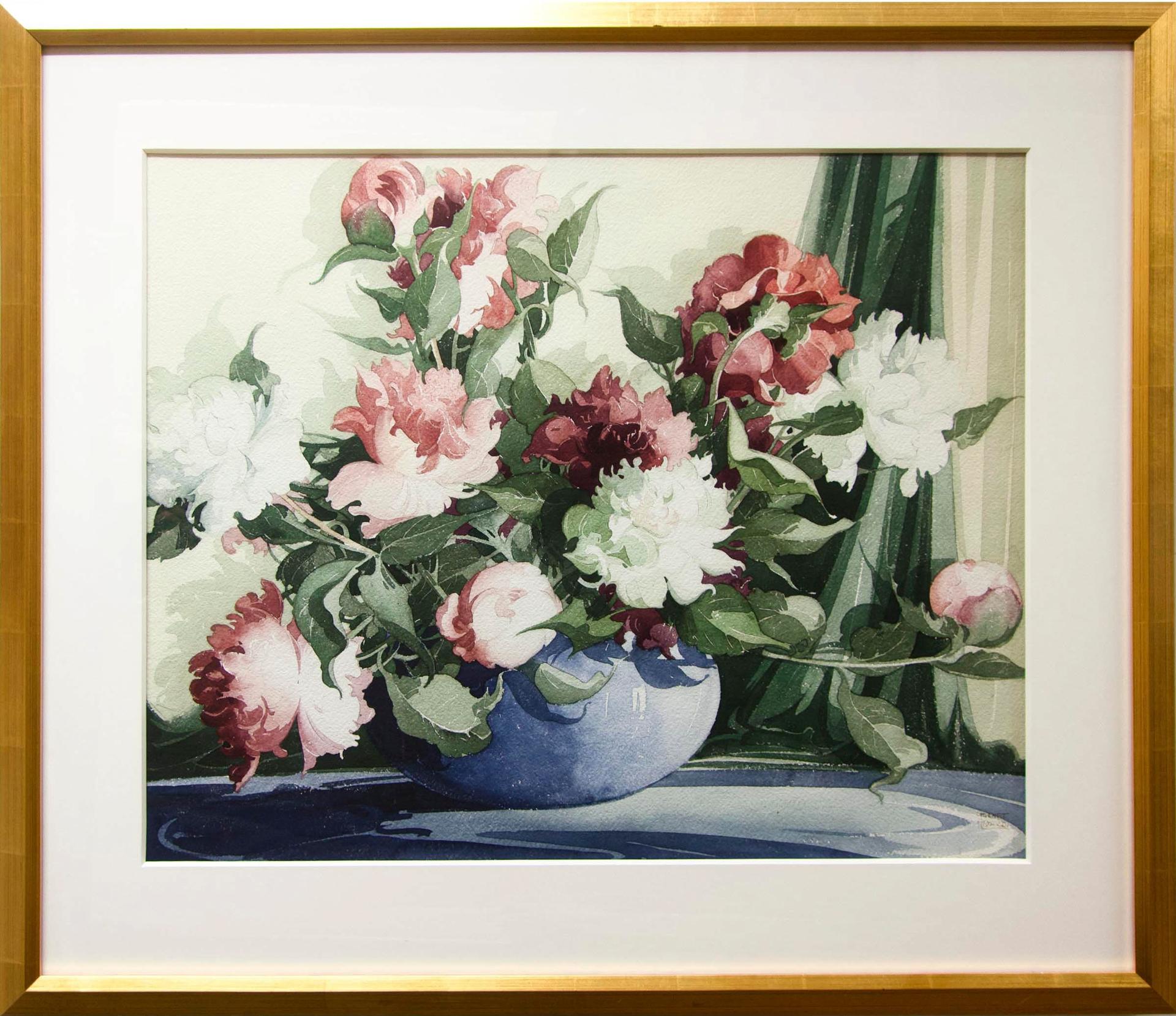 Garnet Hazard (1903-1987) - Untitled (Mixed Flowers In A Blue Bowl)
