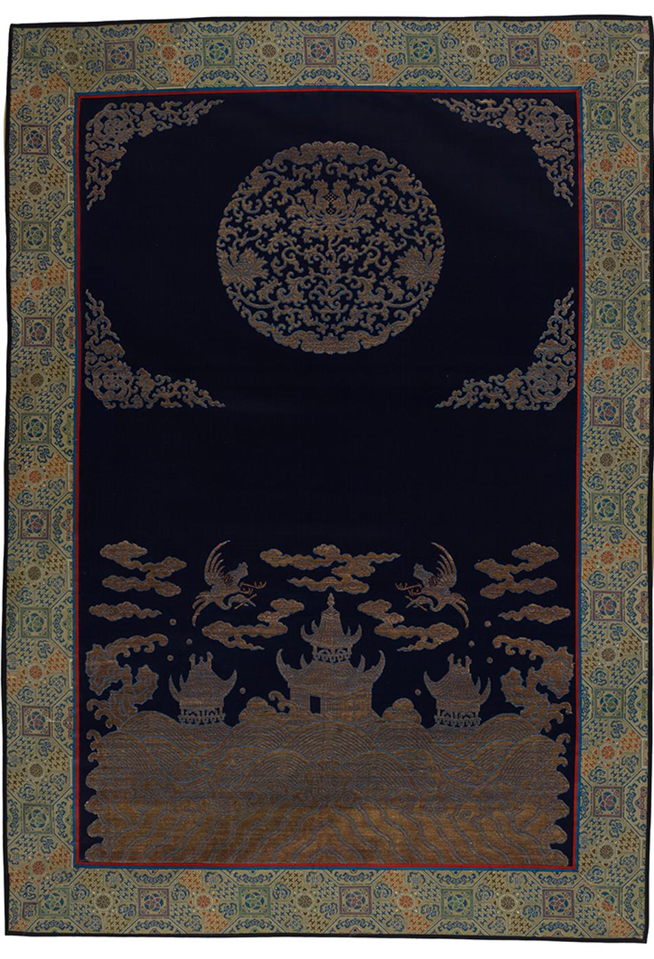 Chinese Art - A Chinese Blue Ground Kesi Panel, Early 20th Century