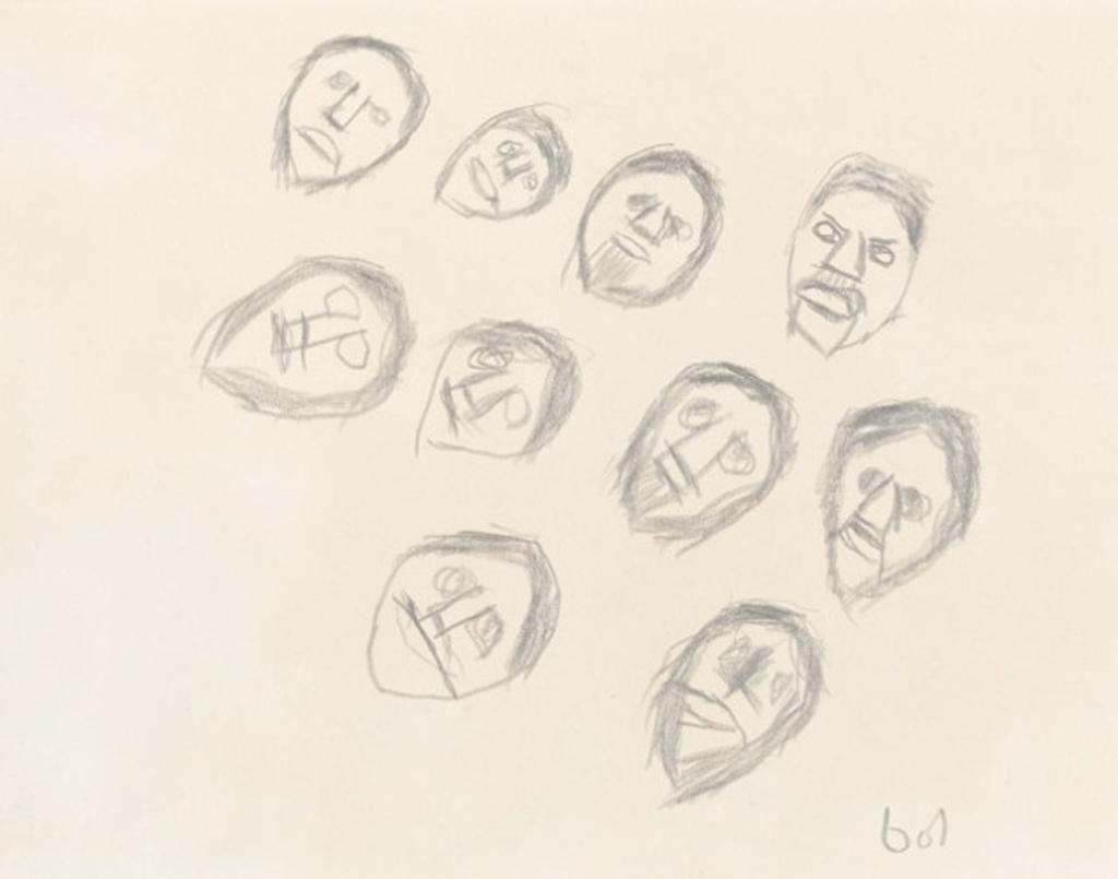 John Kavik (1897-1993) - Untitled drawing (ten faces), ca. early 1980s