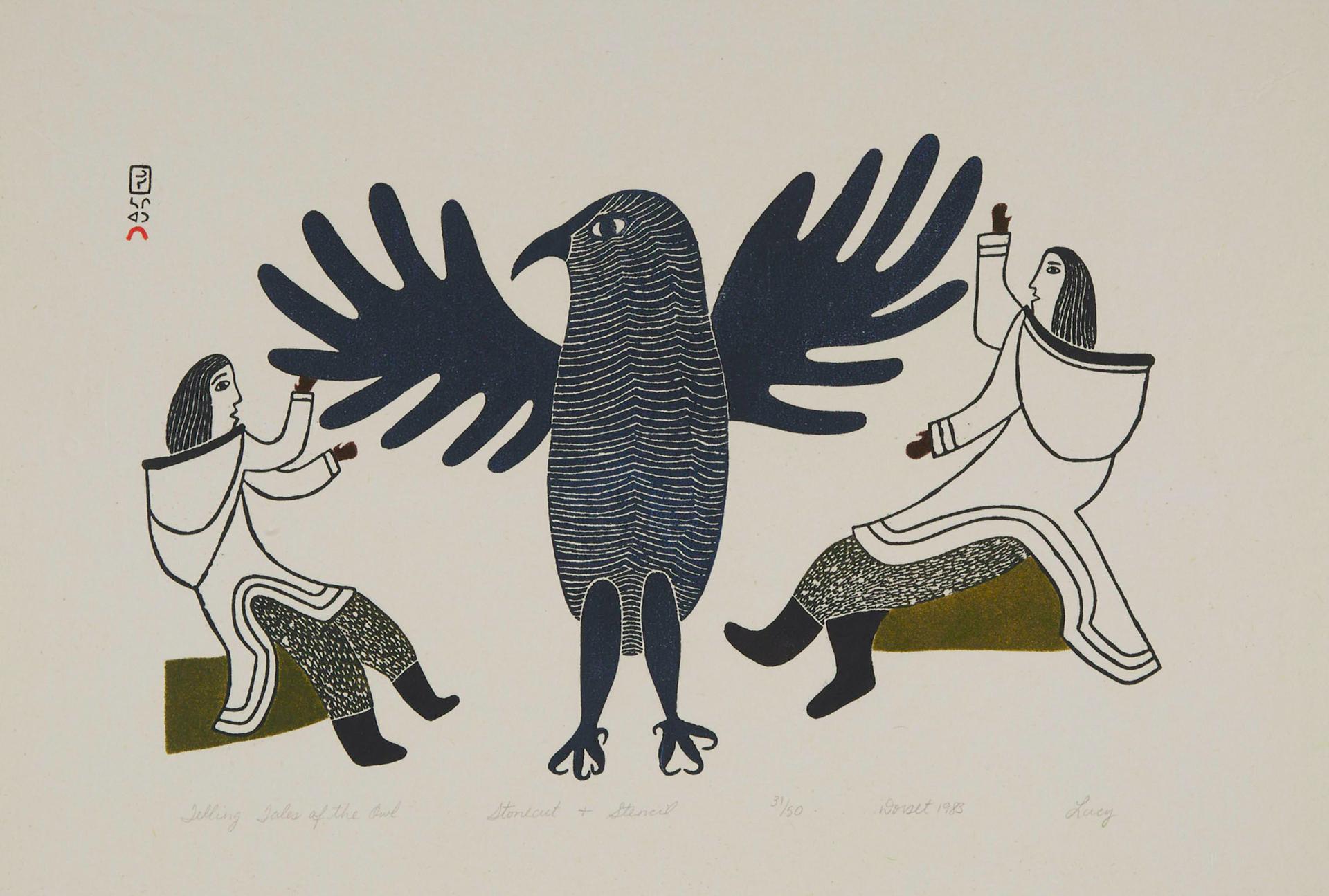 Lucy Qinnuayuak (1915-1982) - Telling Tales Of The Owl, 1983