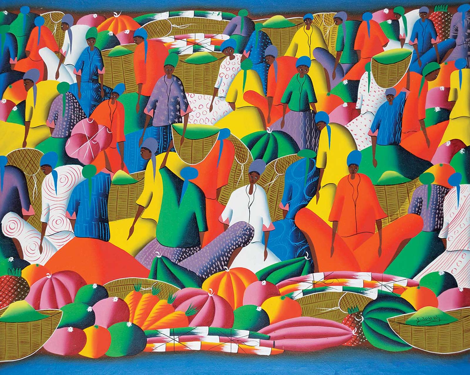 Jasmin Joseph (1924-2005) - Untitled - Colourful Marketplace