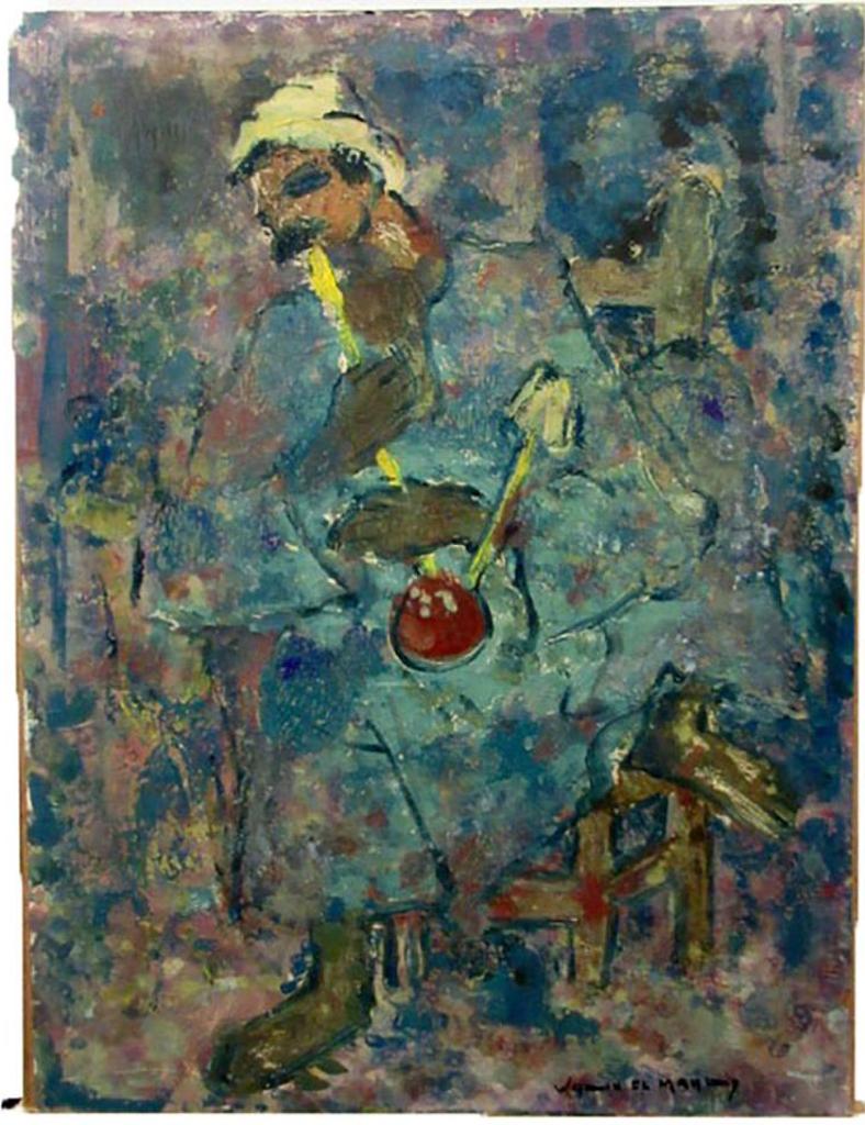 Wadie El Mahdy (1921-2001) - Man Smoking Pipe