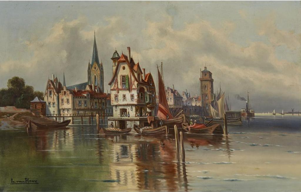 L. van Howe (1843-1902) - A Dutch Port Scene