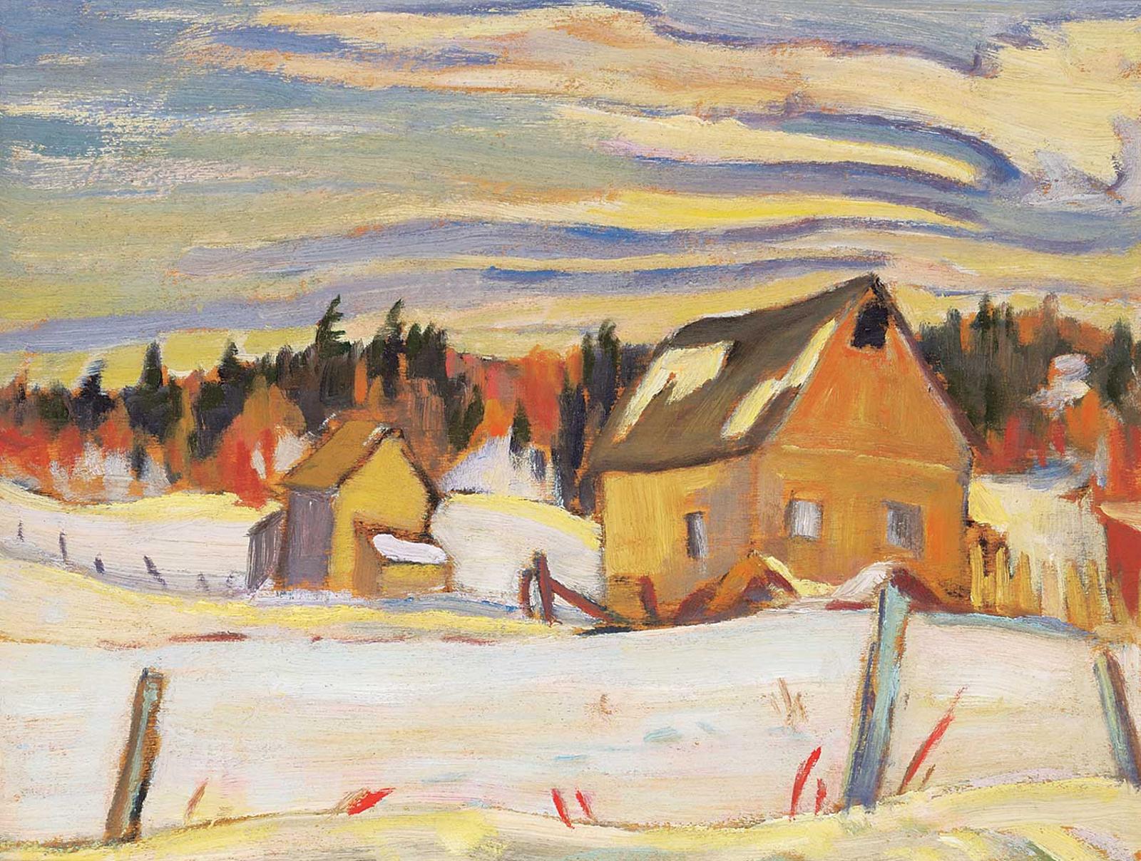 Ralph Wallace Burton (1905-1983) - Barns in Winter, Ste. Cecil de Maslow, Quebec