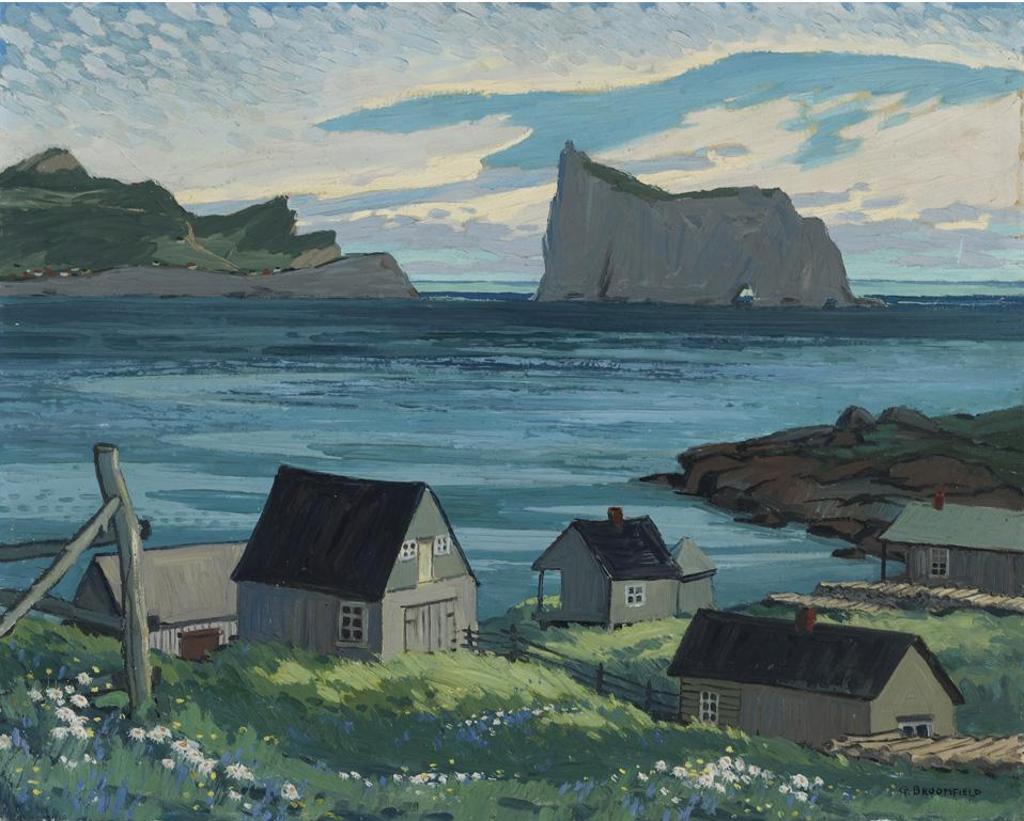 Adolphus George Broomfield (1906-1992) - Perce Village From Bonaventure Island, Gaspe, Quebec