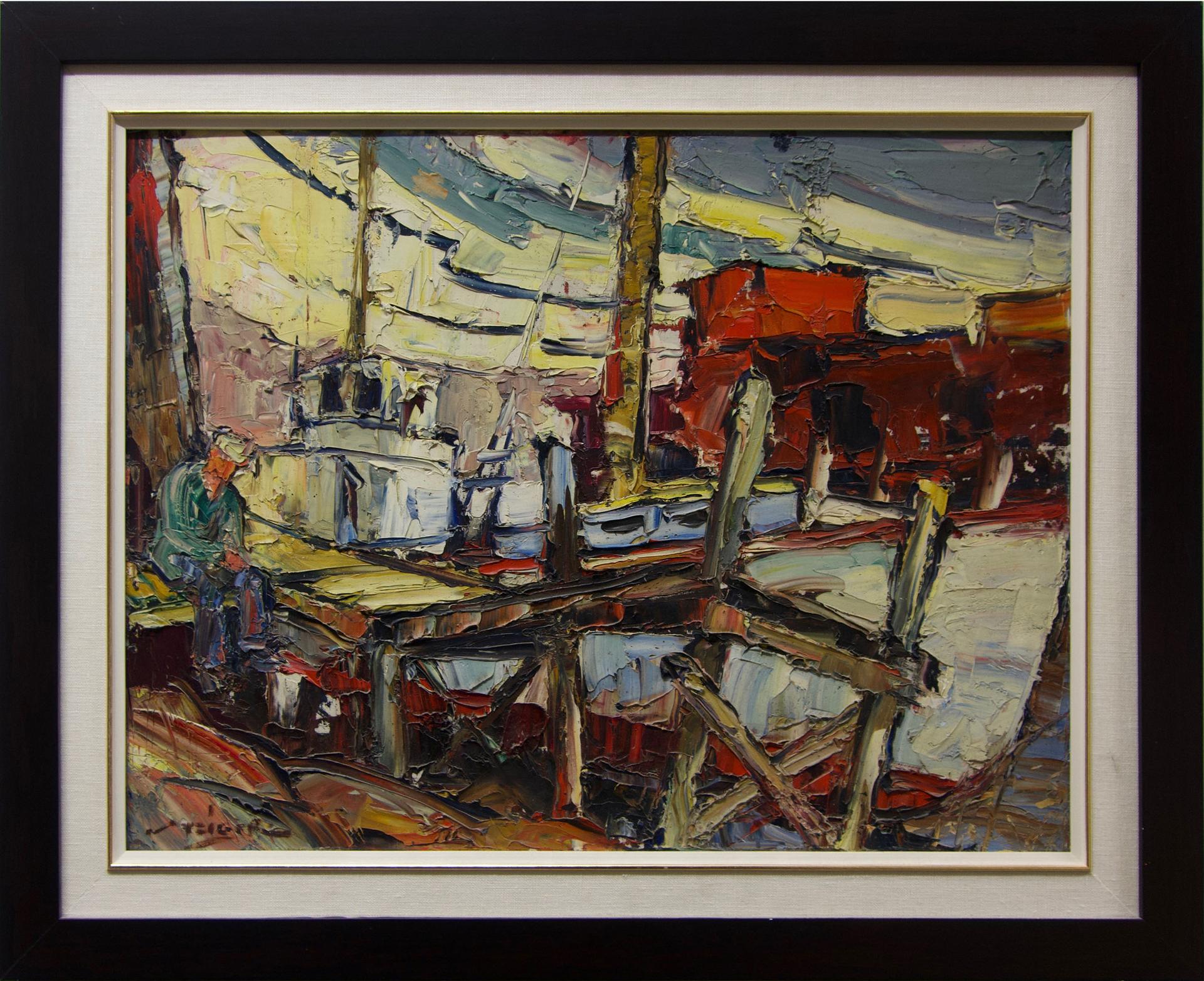 Frederick Steiger (1899-1990) - Wharf Scene With Seated Fisherman