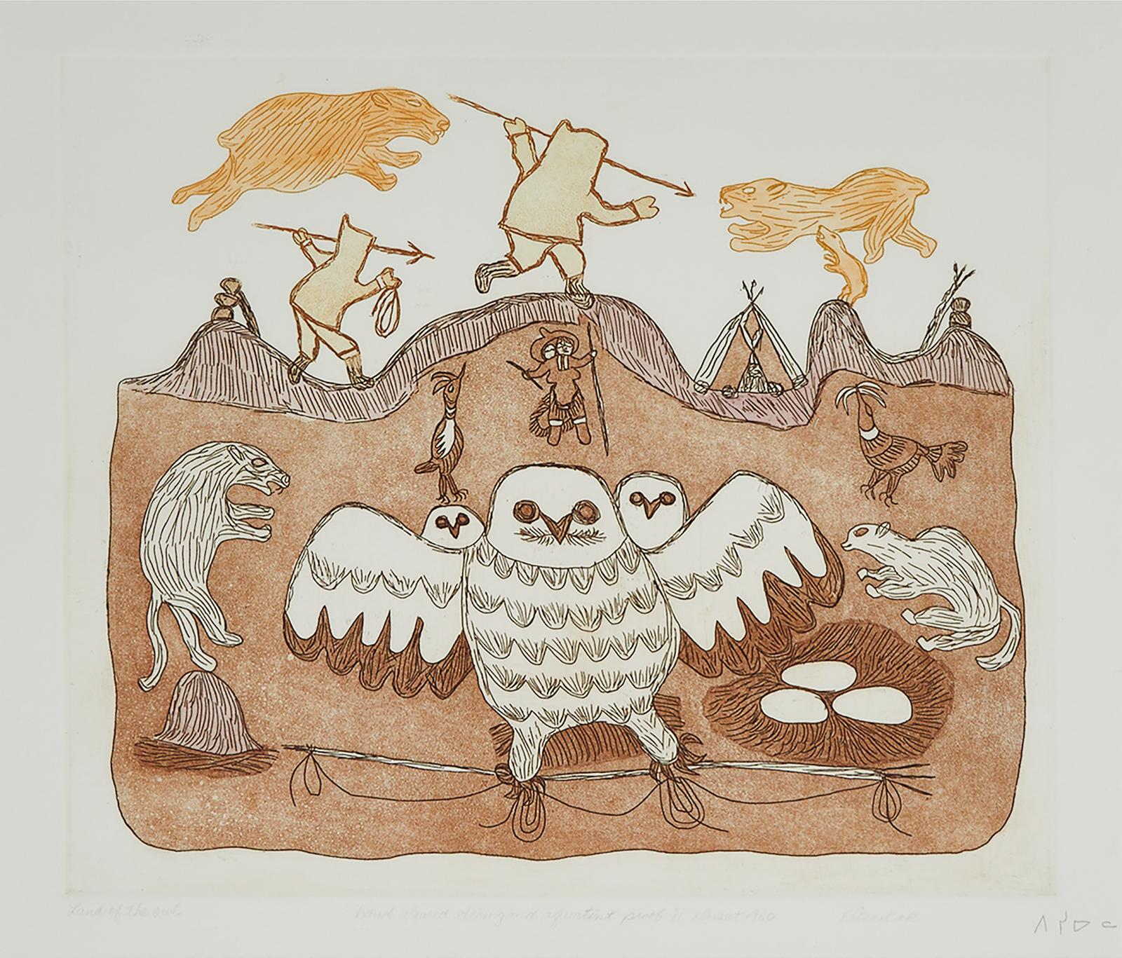 Pitseolak Ashoona (1904-1983) - Land Of The Owl