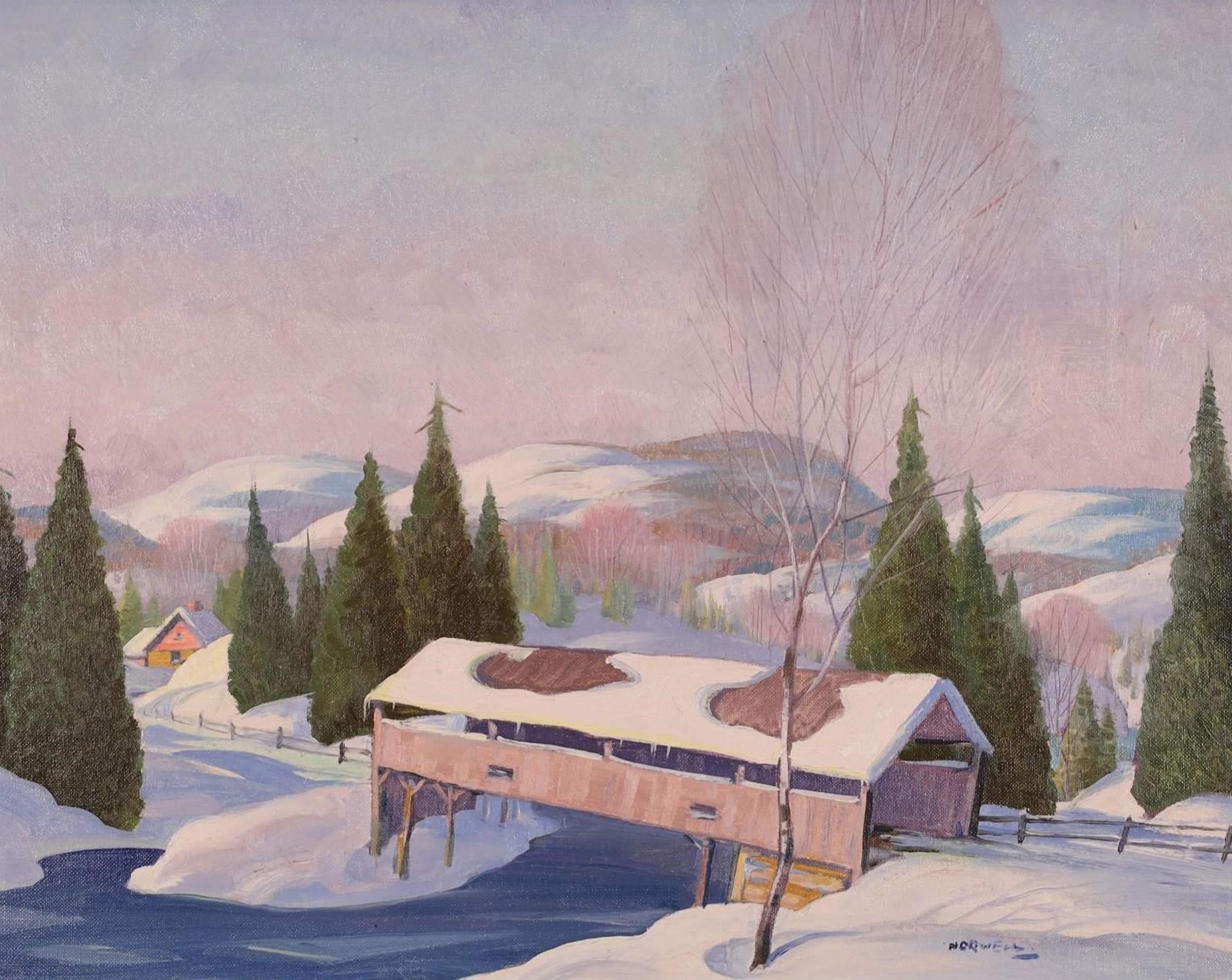 Graham Norble Norwell (1901-1967) - Winter Scene With Covered Bridge
