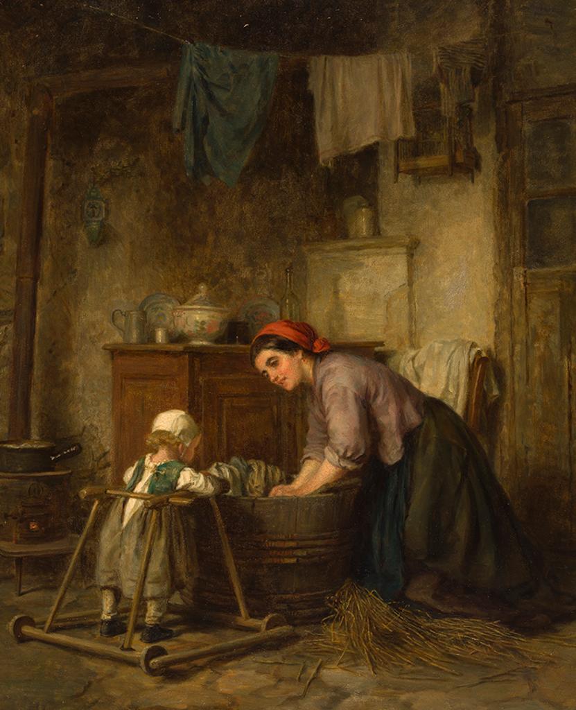 Pierre Edouard Frere (1819-1886) - Washing Day - Helping Mother