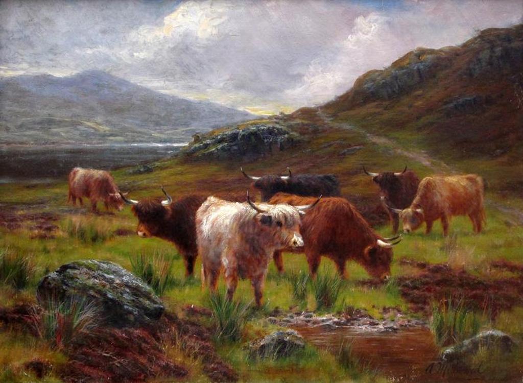 Louis Bosworth Hurt (1856-1929) - Highland Cattle Grazing