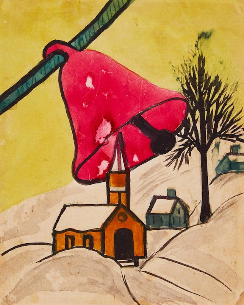 Maud Kathleen Lewis (1903-1970) - Christmas Bell and Church (1935-45)
