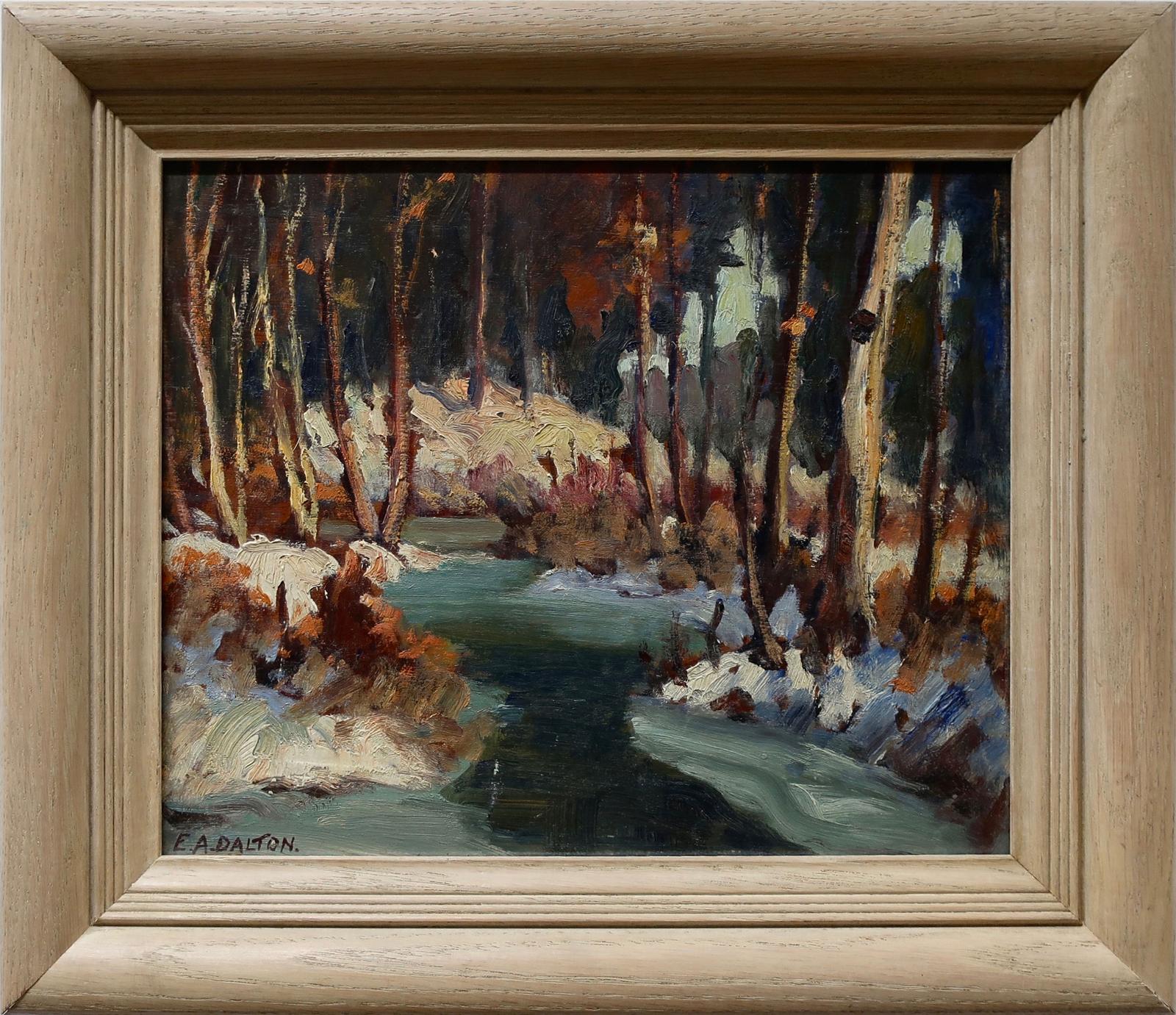 Ernest Alfred Dalton (1887-1963) - Untitled (Winter Creek - Landscape With Rail Fence)