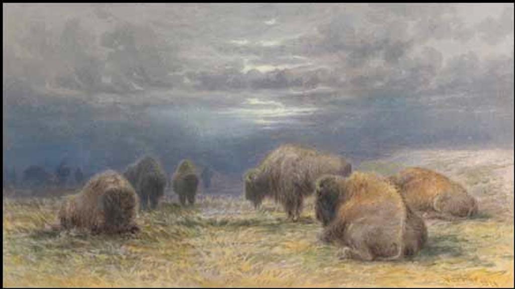 Frederick Arthur Verner (1836-1928) - Buffalo Grazing During the Approaching Storm