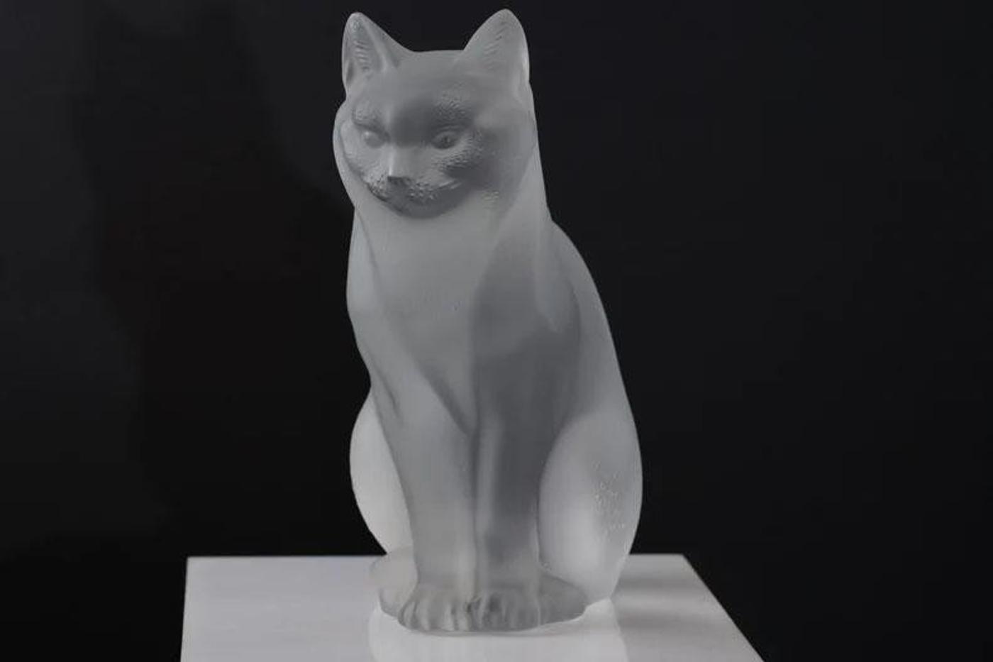 Sculpture En Cristal Lalique - faite à la main d'un chat assis, n° 11603