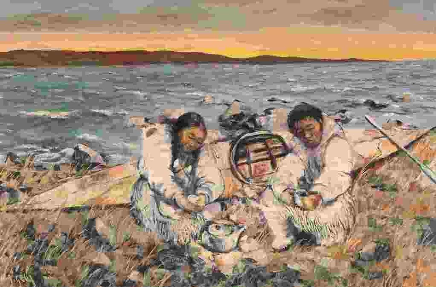 Gabriel Joseph Gely (1924) - Tea Break For Travelling Family-Keewatin Lake