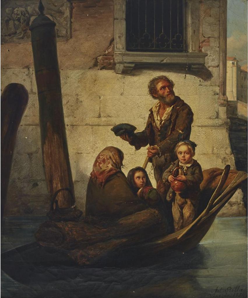 Antonio Rotta (1828-1903) - Peasant Family On The Venetian Canal