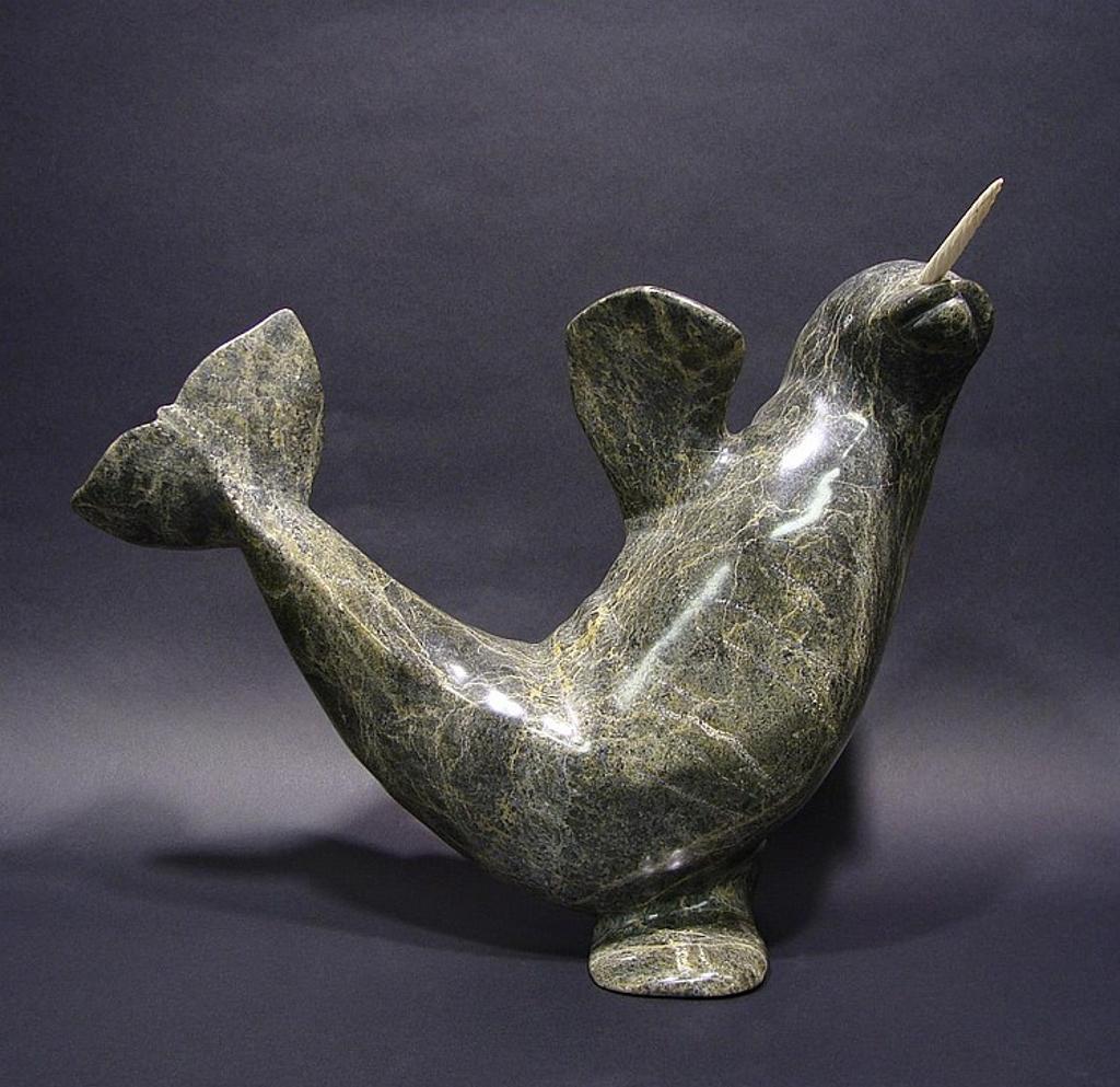 Nuna Parr (1949) - Cape Dorset a serpentine carving of a narwhal