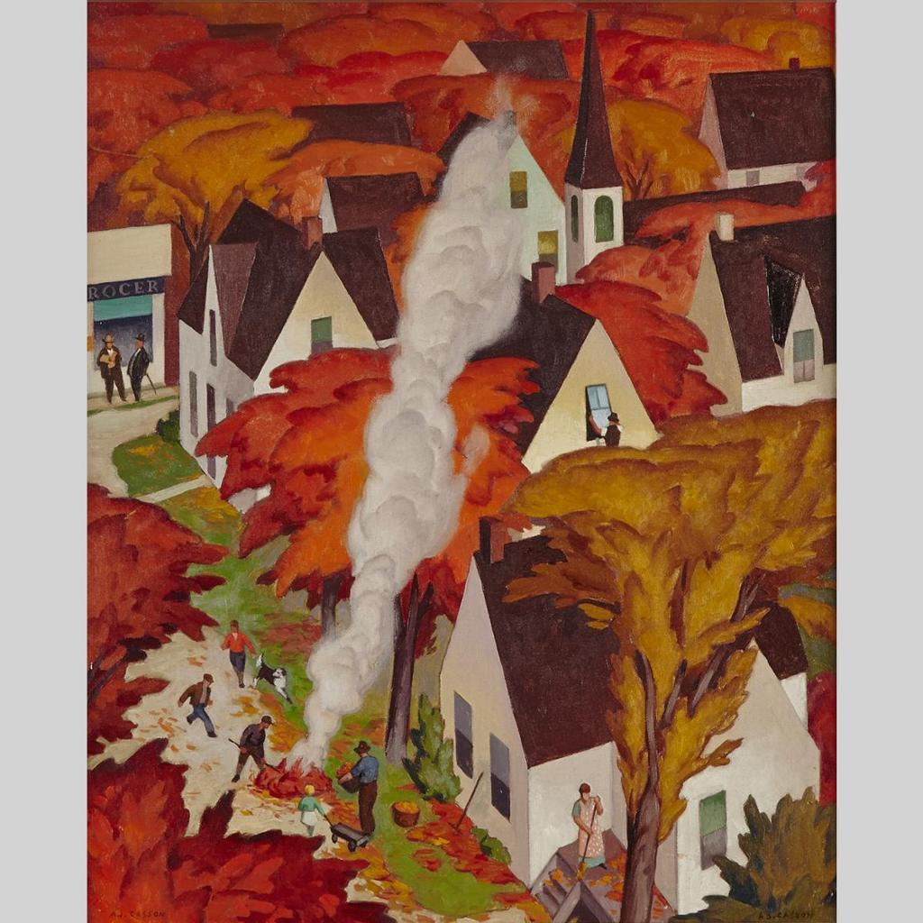 Alfred Joseph (A.J.) Casson (1898-1992) - Leaf-Burning, Autumn In Ontario