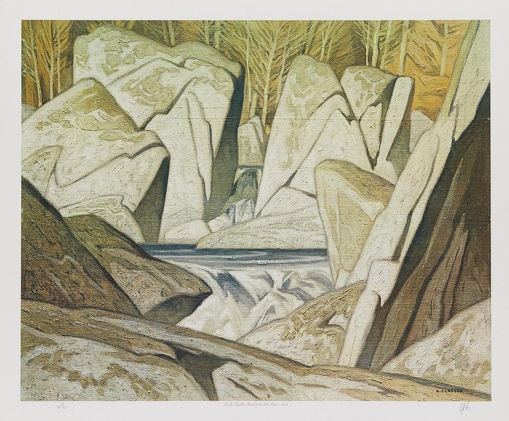 Alfred Joseph (A.J.) Casson (1898-1992) - Rock Cluster Madawaska River, 1963; On the York River; Pink Farm House
