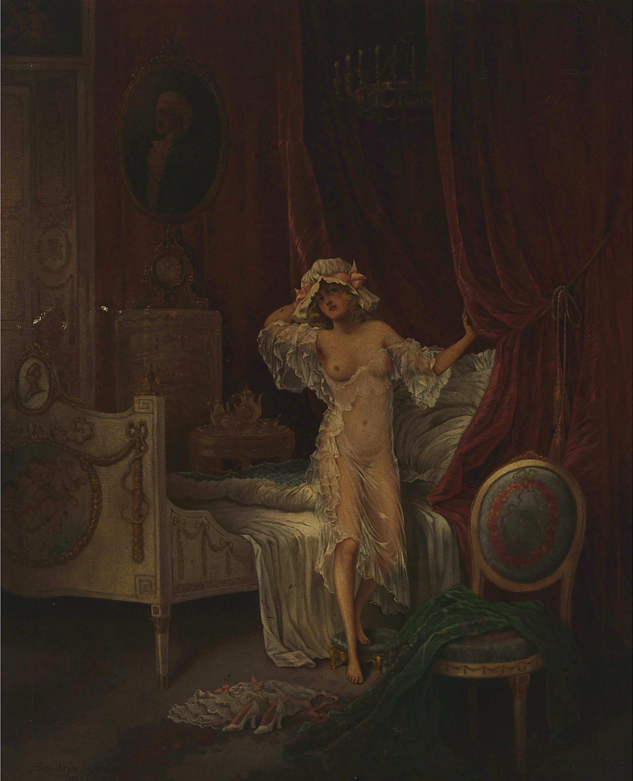 Miklós (Nikolaus) Santhó (1869-1932) - Lady In Her Boudoir, 1921