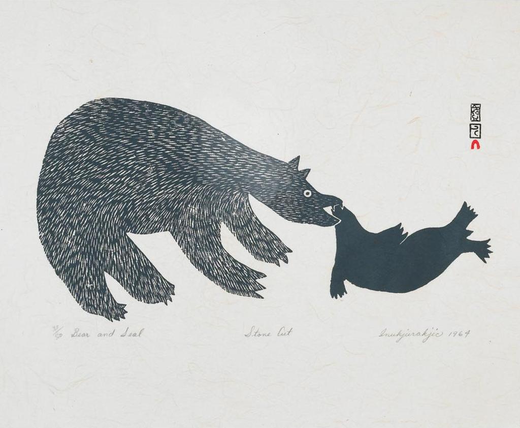 Innukjuakju Pudlat (1913-1972) - Bear And Seal