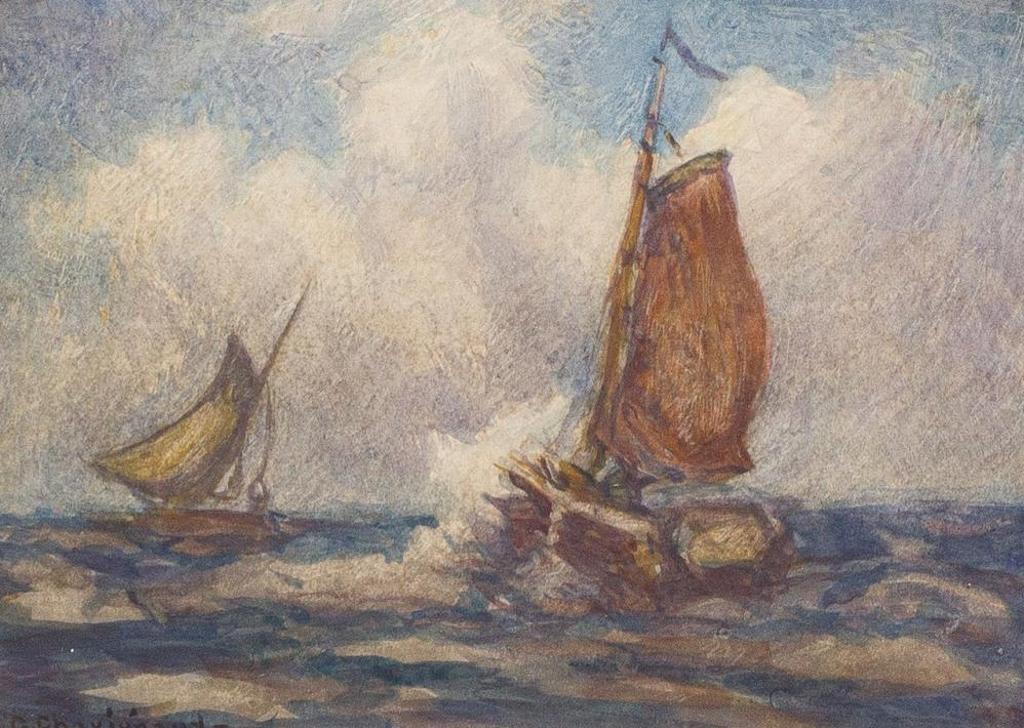 Georges Chavignaud (1865-1944) - Fishing Boats in Choppy Waters