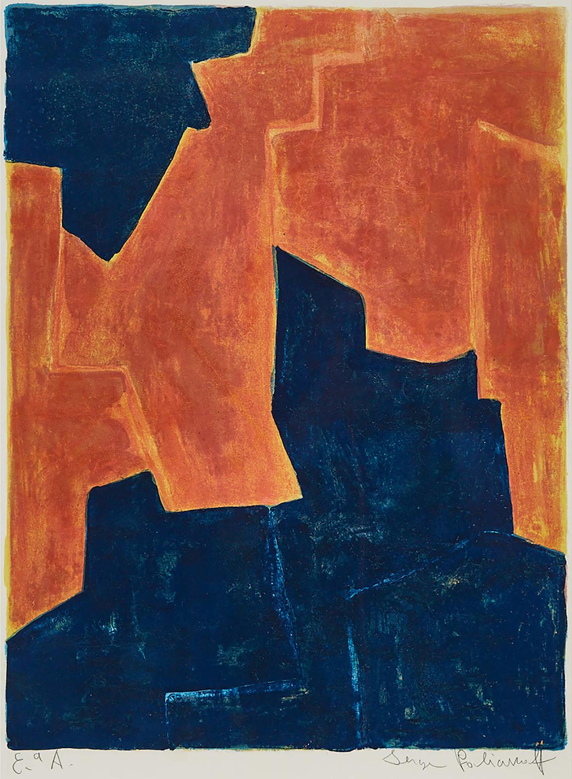 Serge Poliakoff (1906-1969) - Composition Bleue Et Orange, 1962 [poliakoff / Schneider, 35]