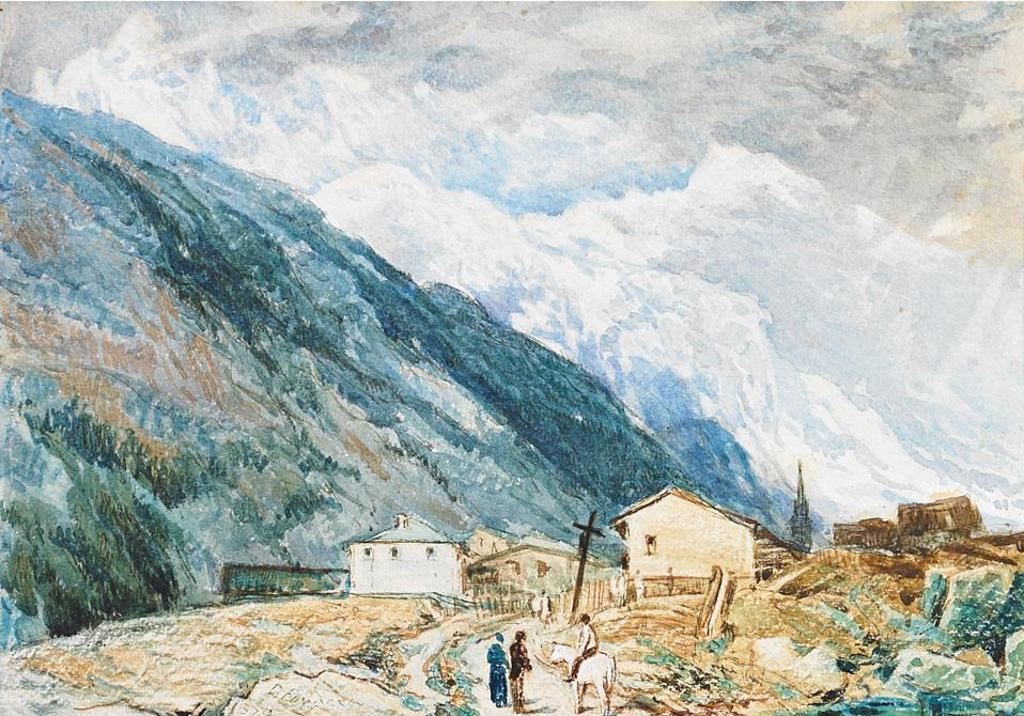 Daniel Fowler (1810-1894) - Village In The Mountains; Rushing Rapids